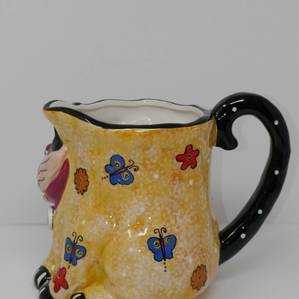 Colorful Cat Pitcher with Floral Design. * - Picture 7 of 12